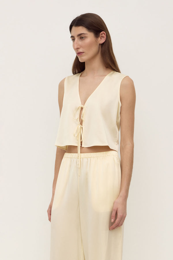 Beal Silk Tie Front Top