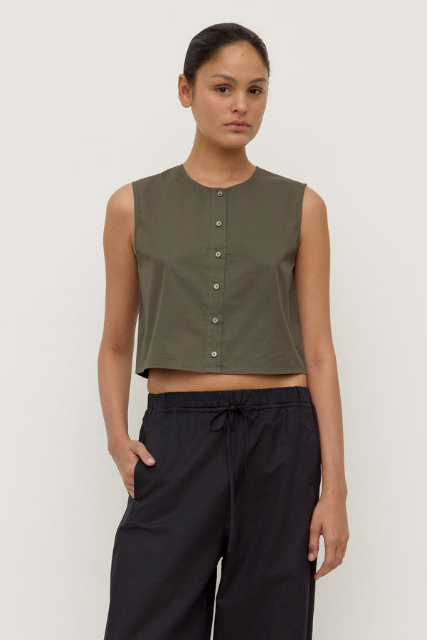 Cherri Button Front Top