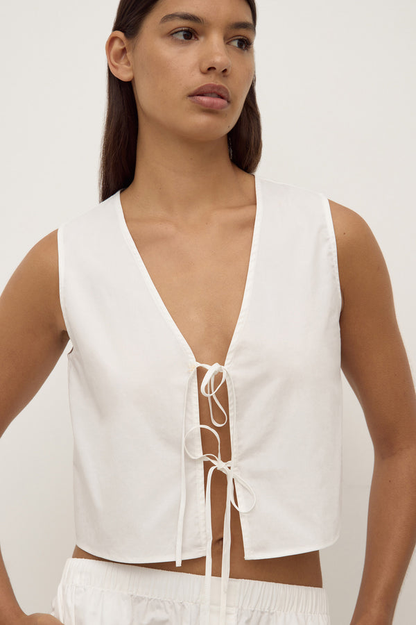 Emmy Tie Front Top White-5