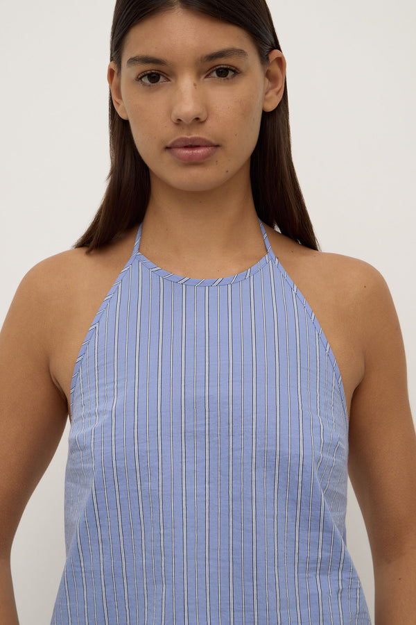 Erina Stripe Halter Top Blue White Stripe-5