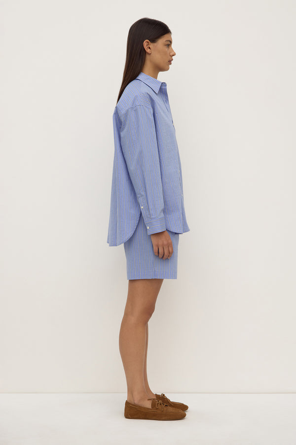 Erina Stripe Long Sleeve Shirt Blue White Stripe-5