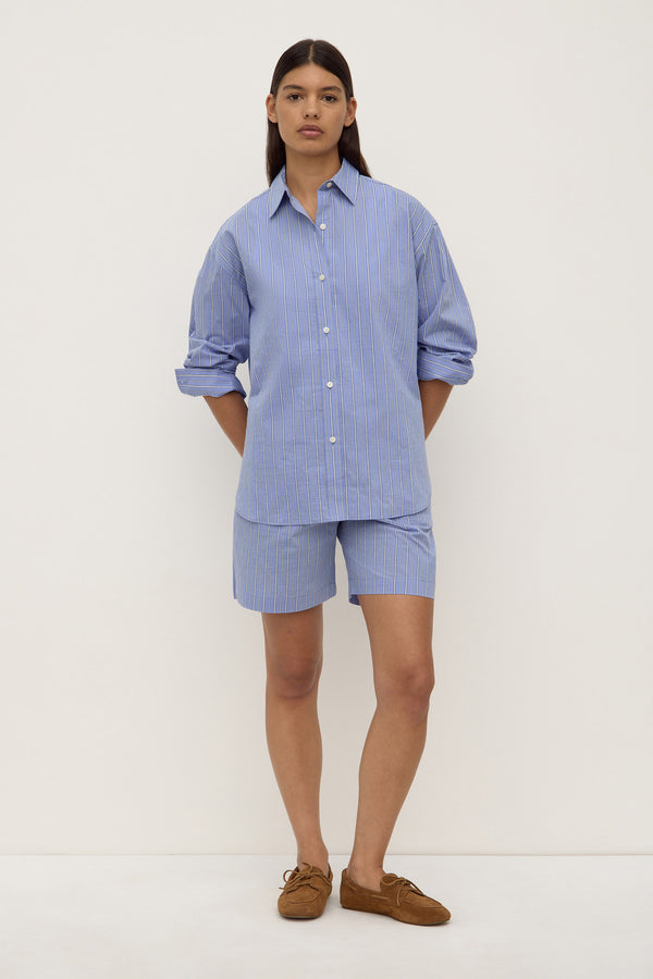 Erina Stripe Long Sleeve Shirt Blue White Stripe-8