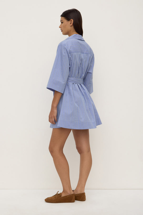 Erina Stripe Mini Shirt Dress Blue White Stripe-5