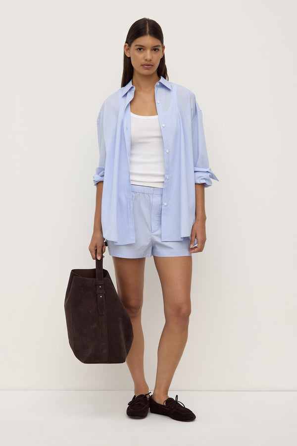 Havana Stripe Poplin Long Sleeve Shirt Blue White Stripe-7