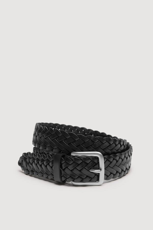 Leather Braided Belt Black-1
