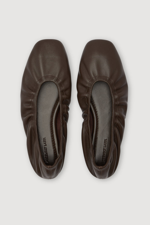 Marion Leather Ballet Flat Walnut-2