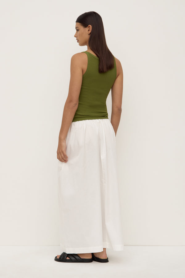 Maya Poplin Midi Skirt White-4