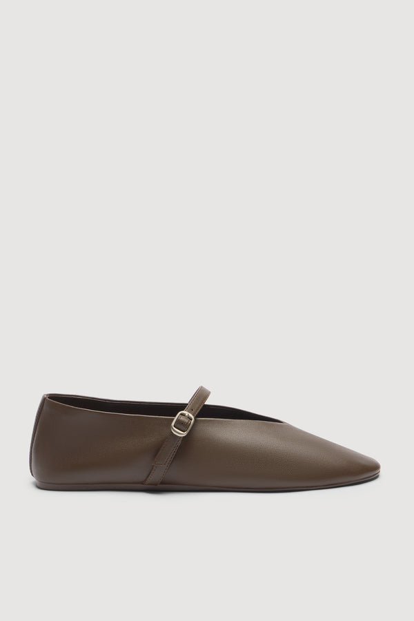 Millie Leather Ballet Flat Walnut-1
