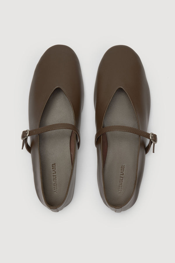 Millie Leather Ballet Flat Walnut-2