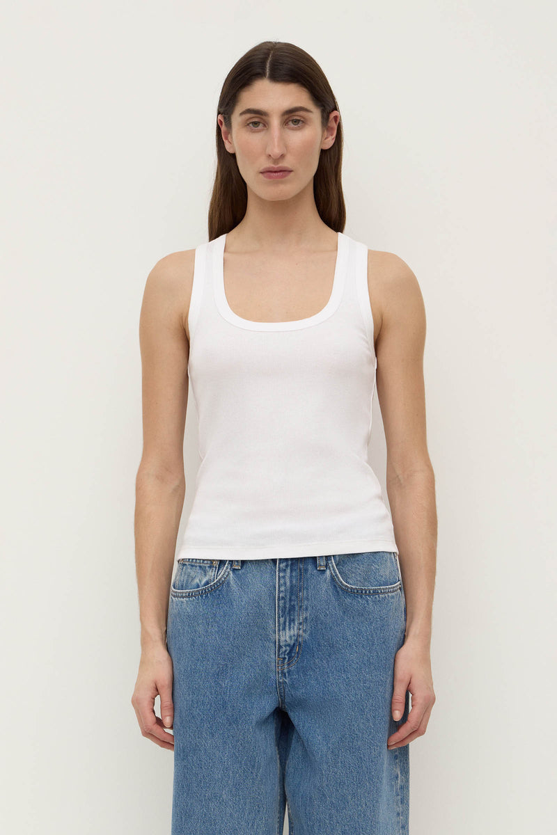 Womens Robyn Scoop Neck Rib Tank White | Assembly Label – Assembly