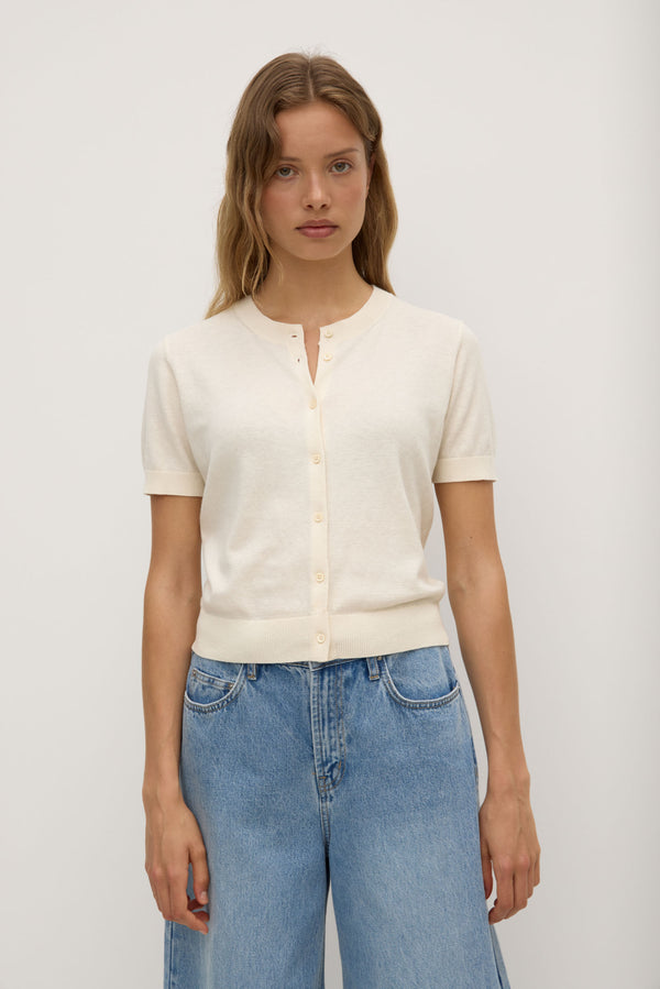 Semra Cotton Cashmere Short Sleeve Cardigan