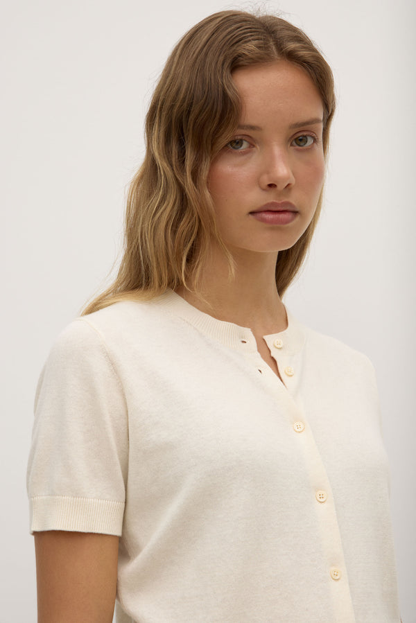 Semra Cotton Cashmere Short Sleeve Cardigan