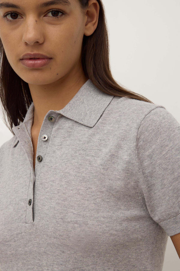Sloan Cotton Cashmere Polo Grey-5