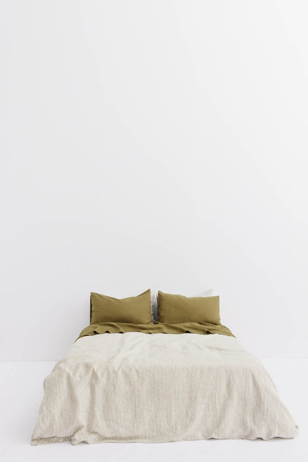 Standard Linen Pillow Cases Olive