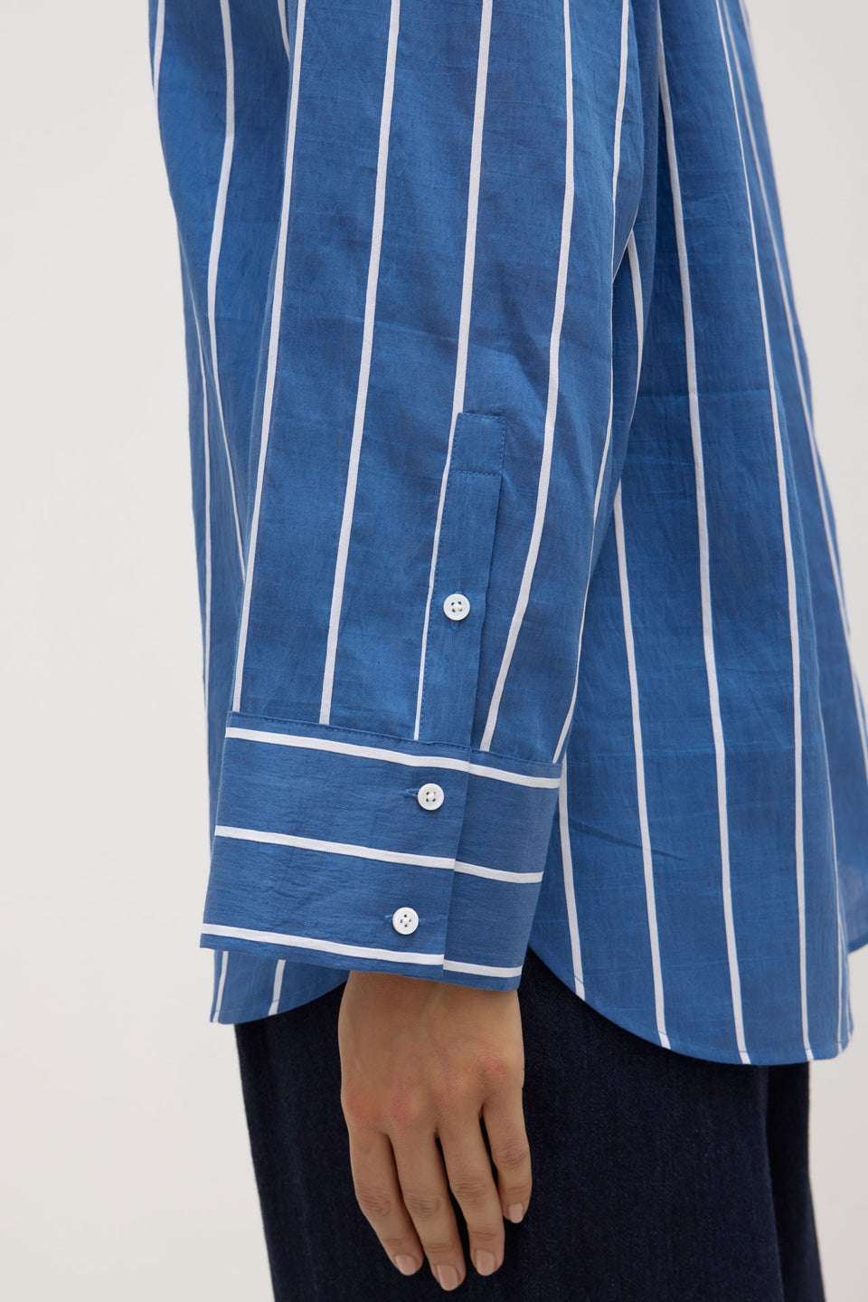 Ayla Stripe Textured Hooded Long Sleeve Top