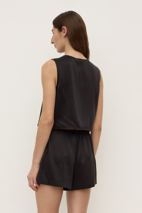 Beal Silk Tie Front Top