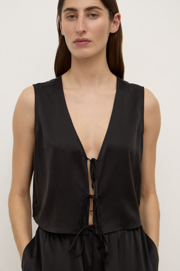 Beal Silk Tie Front Top