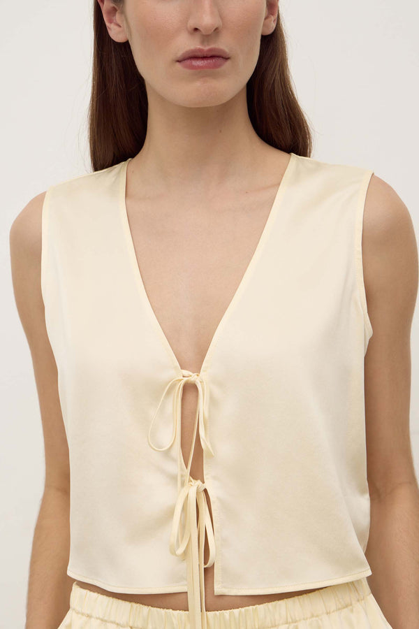 Beal Silk Tie Front Top