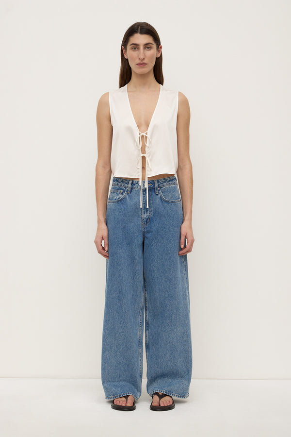 Beal Silk Tie Front Top