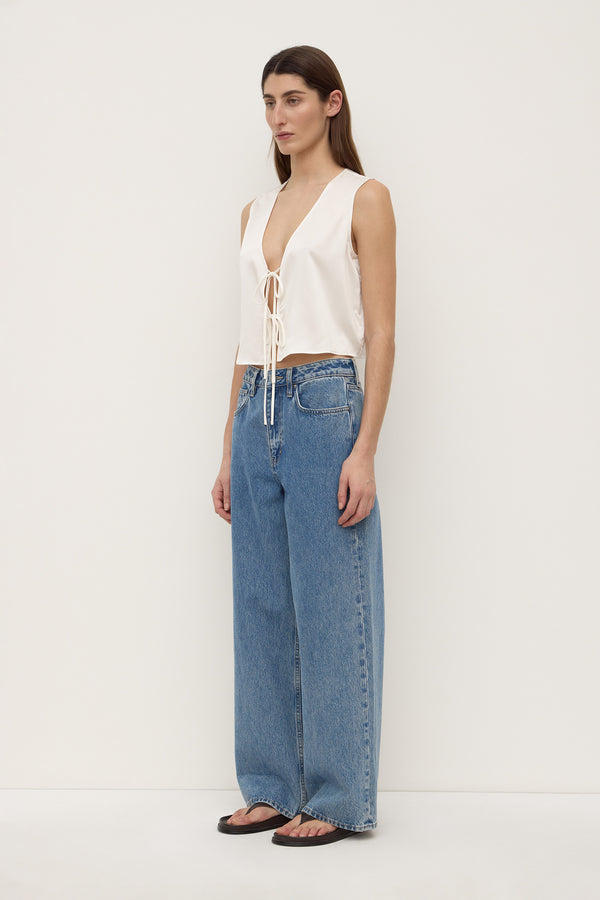 Beal Silk Tie Front Top