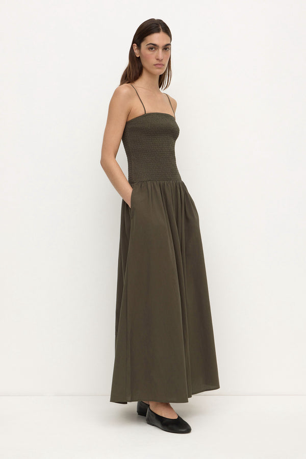 Connie_Cotton_Shirred_Dress_Dark_Military_0371