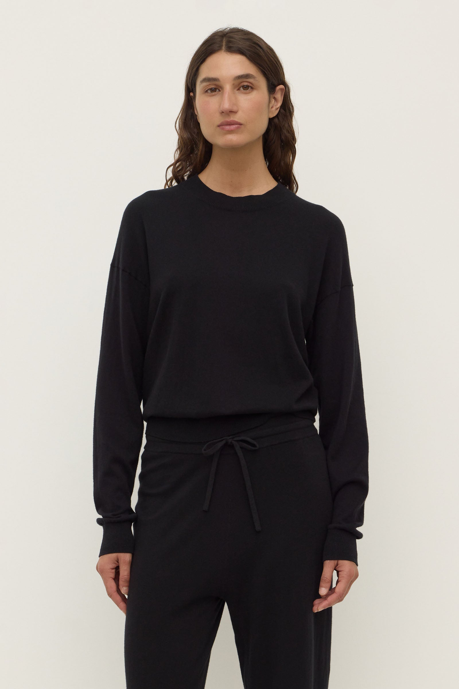 Womens Cotton Cashmere Lounge Sweater Black | Assembly Label