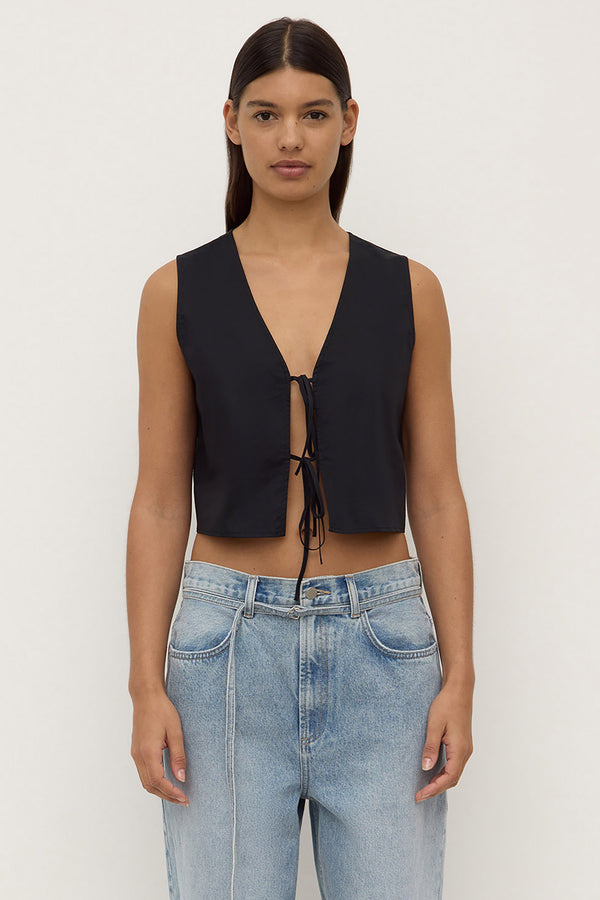 Emmy Tie Front Top Black-1