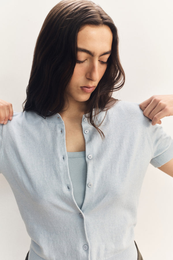 Semra Cotton Cashmere Short Sleeve Cardigan