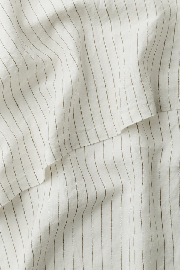 Linen Napkins Olive Pinstripe