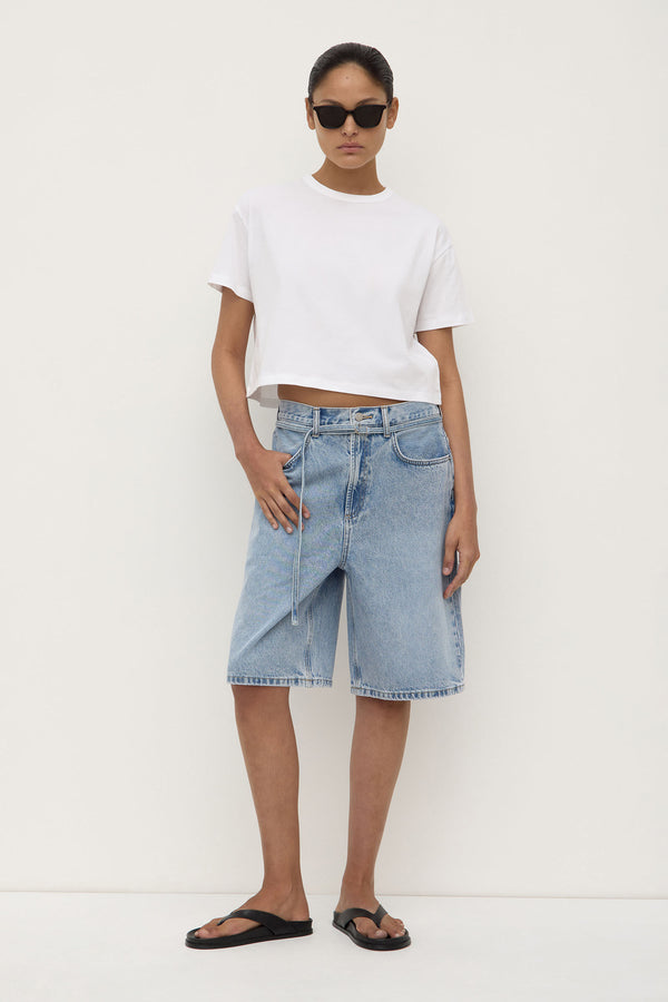 Loose Fit Long Denim Short