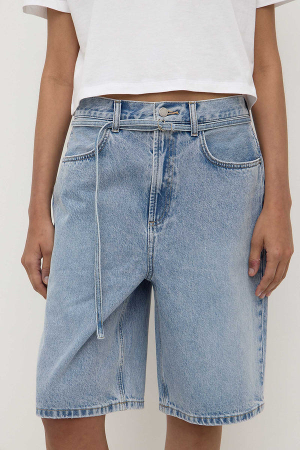 Loose Fit Long Denim Short