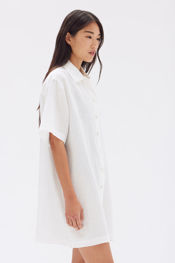 Louise Linen Mini Shirt Dress