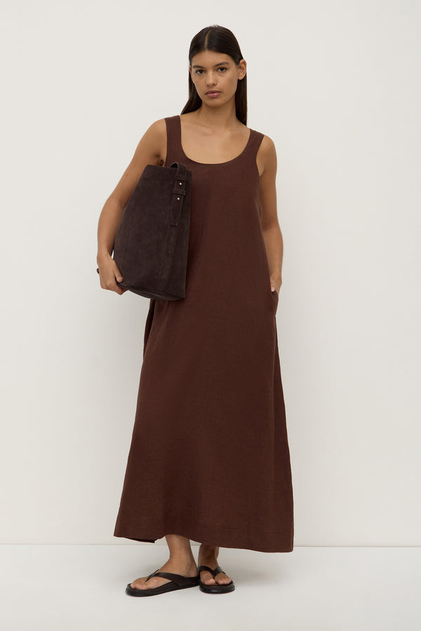Maree Linen Midi Dress Espresso-8