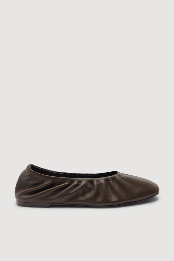 Marion Leather Ballet Flat Walnut-1