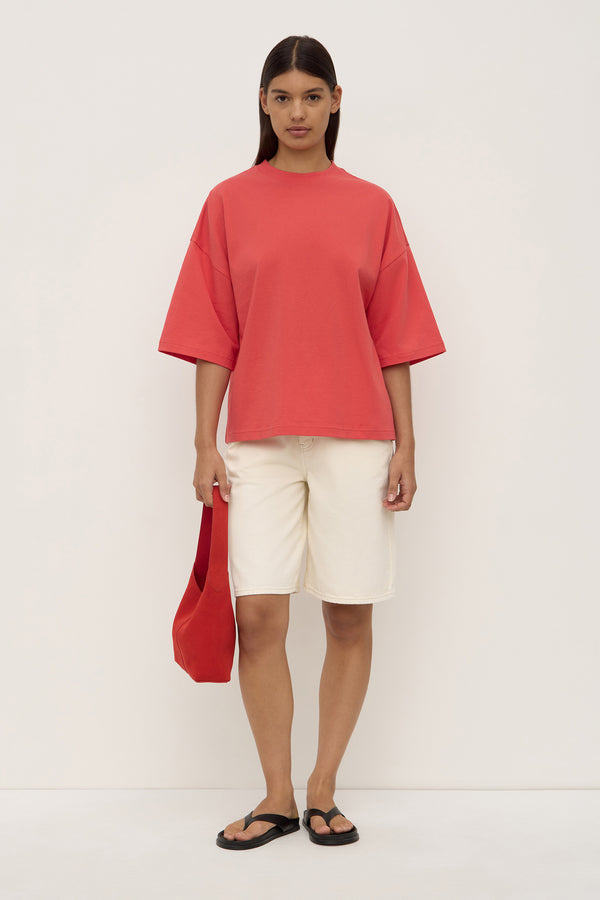Max Cotton Oversized Tee Washed Chilli-1