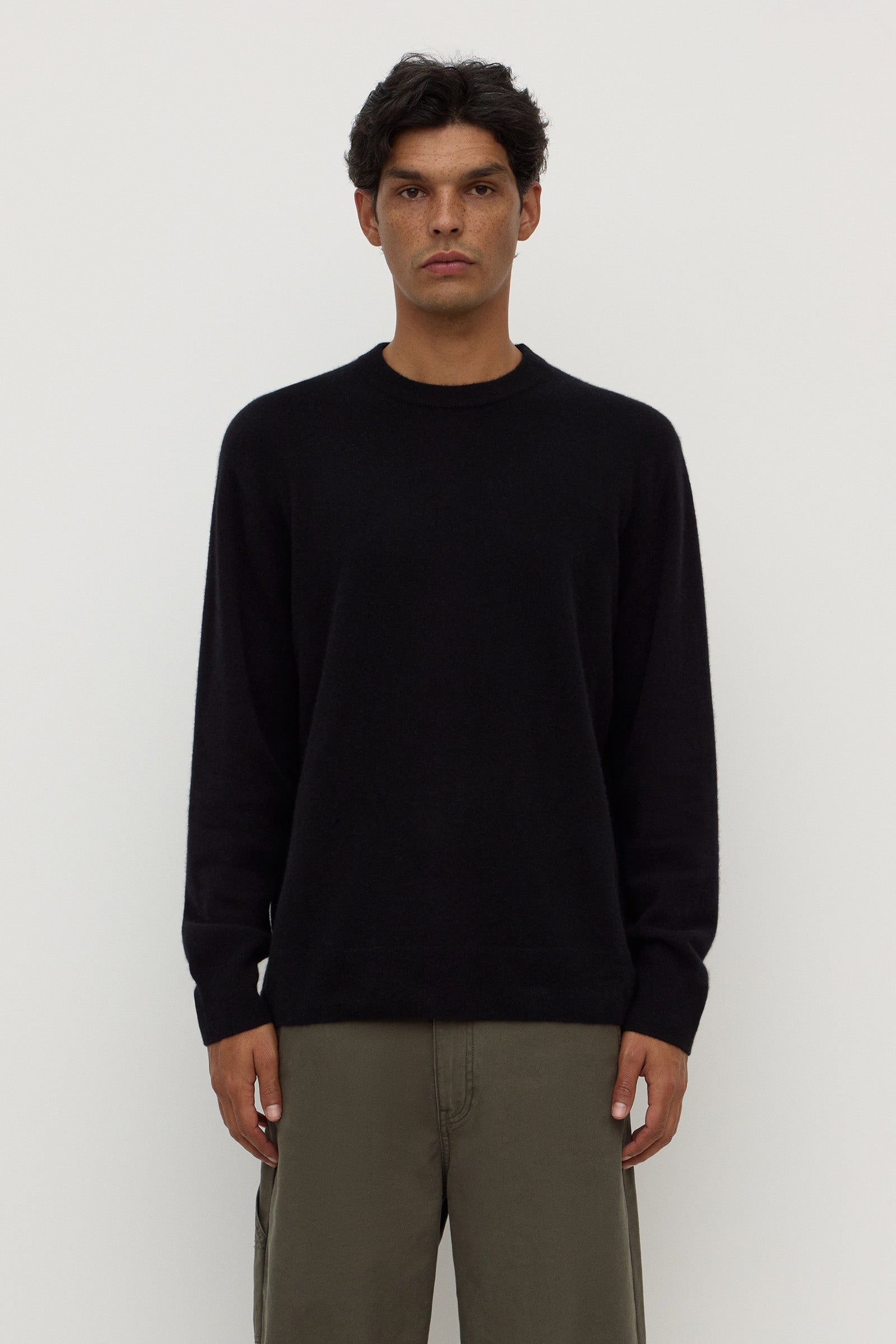 Mens Cashmere Crew Neck Knit Black | Assembly Label – Assembly