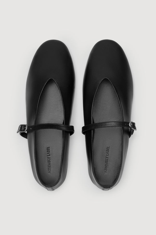 Millie Leather Ballet Flat Black-2