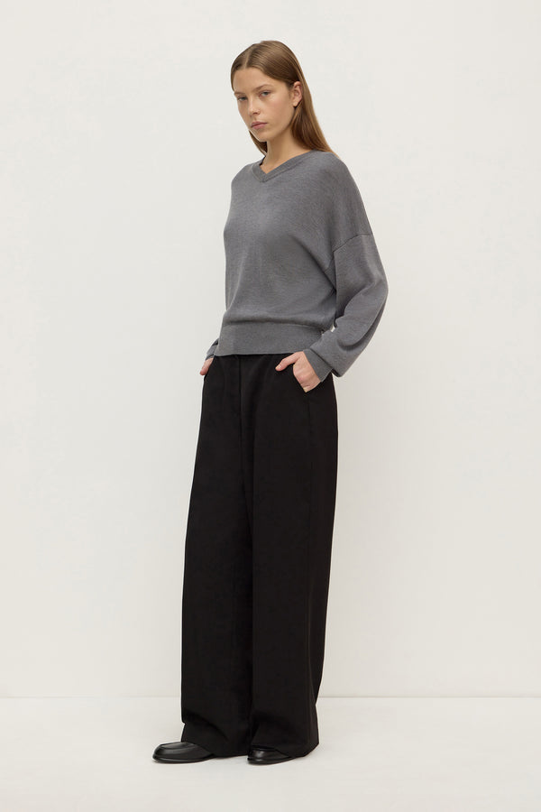 Mira_V_Neck_Sweater_Dark_Grey_Marle_1571