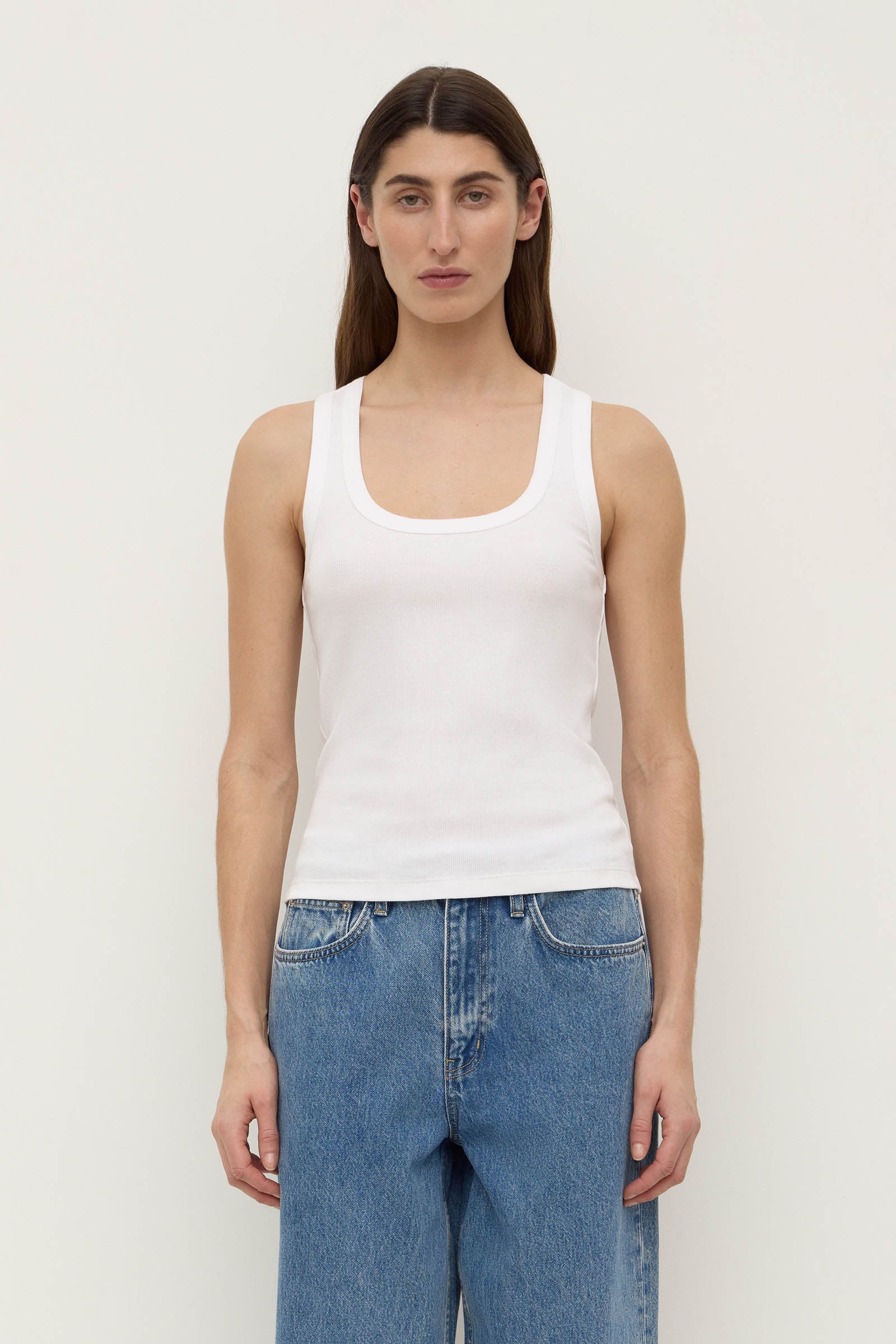 Womens Robyn Scoop Neck Rib Tank White | Assembly Label – Assembly