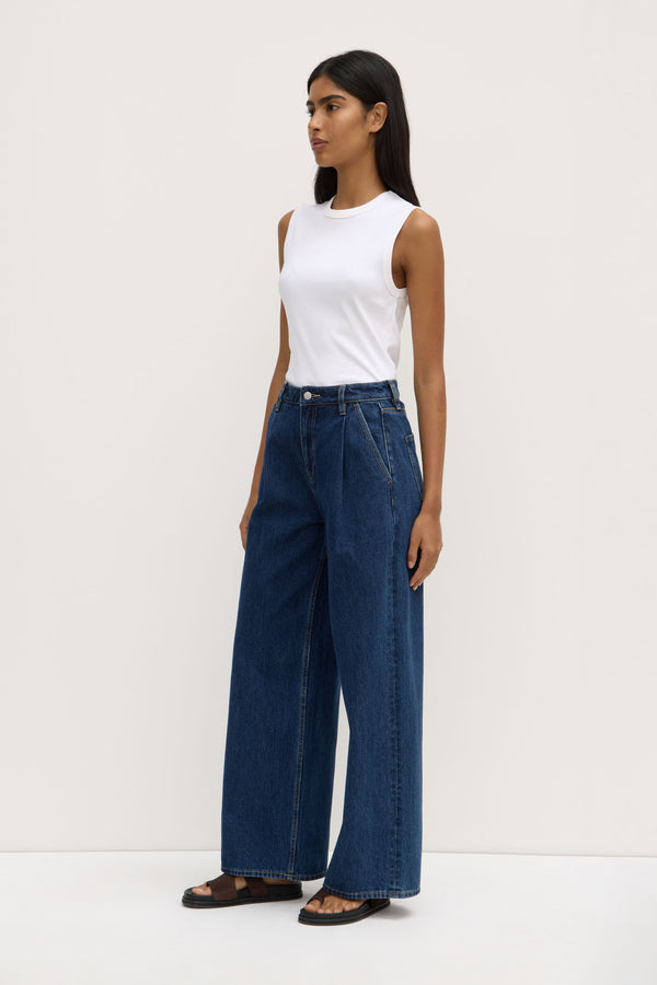 Slack Pleat Wide Leg Jean
