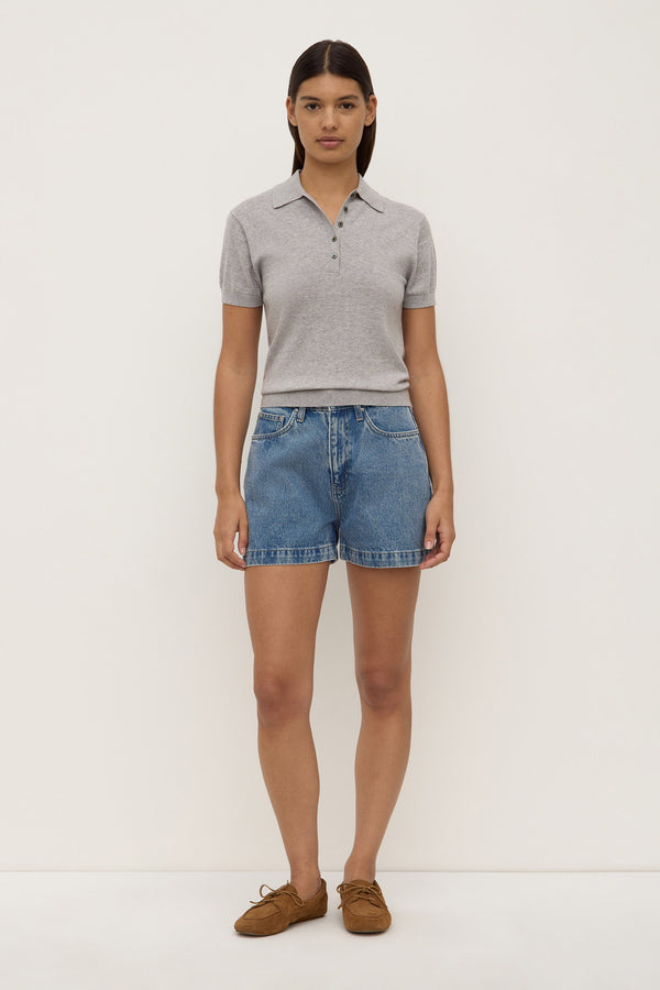 Sloan Cotton Cashmere Polo Grey-1