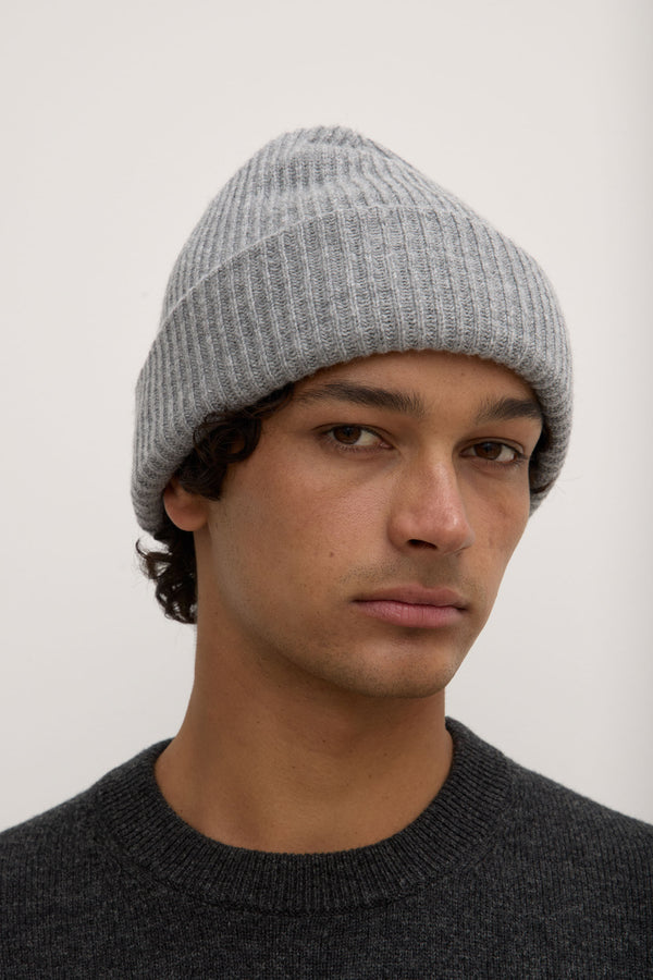 Wool Cashmere Rib Beanie